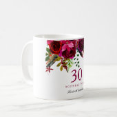 Mug Bourgogne rose Floral 30e anniversaire Guest Gift (Devant gauche)