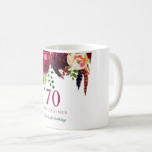 Mug Bourgogne rose Floral 70e anniversaire cadeau d'in (Devant droit)
