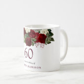 Mug Bourgogne Rouge Blanc Rose 60e anniversaire Favor  (Devant droit)