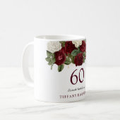 Mug Bourgogne Rouge Blanc Rose 60e anniversaire Favor  (Devant gauche)