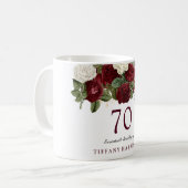 Mug Bourgogne Rouge Blanc Rose 70e anniversaire Favor  (Devant gauche)