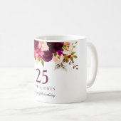 Mug Bourgogne Rouge Floral Boho 25e anniversaire Cadea (Devant droit)
