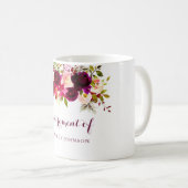 Mug Bourgogne Rouge Floral Boho Retraite Party Cadeau (Devant droit)