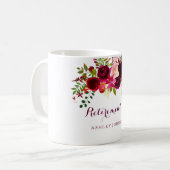 Mug Bourgogne Rouge Floral Boho Retraite Party Cadeau (Devant gauche)