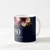 Mug Bourgogne Rouge Marine Bleu Flore 80e anniversaire (Devant droit)