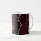 Mug Bourgogne Rouge & Or Faux Parties scintillant Marb (Devant droit)