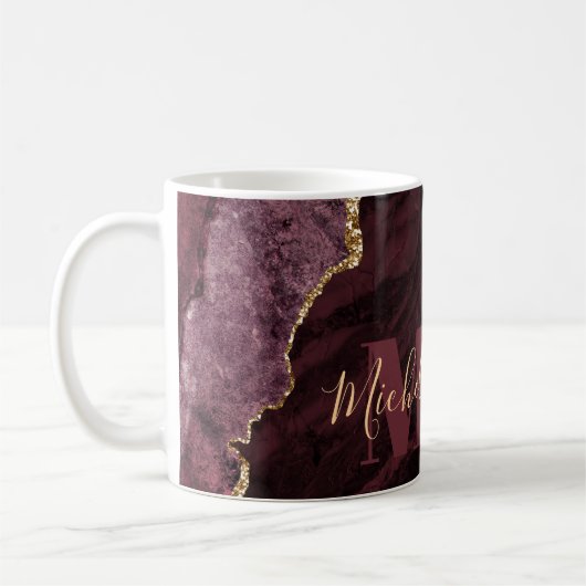 Mug Bourgogne Rouge & Or Faux Parties scintillant Marb (Gauche)