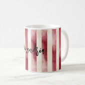Mug Bourgogne Rouge Rayures Crème de Noël (Devant droit)