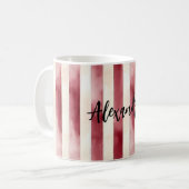 Mug Bourgogne Rouge Rayures Crème de Noël (Devant gauche)