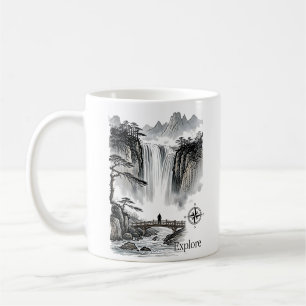 Mug Boussole d'exploration de l'art à l'encre de monta