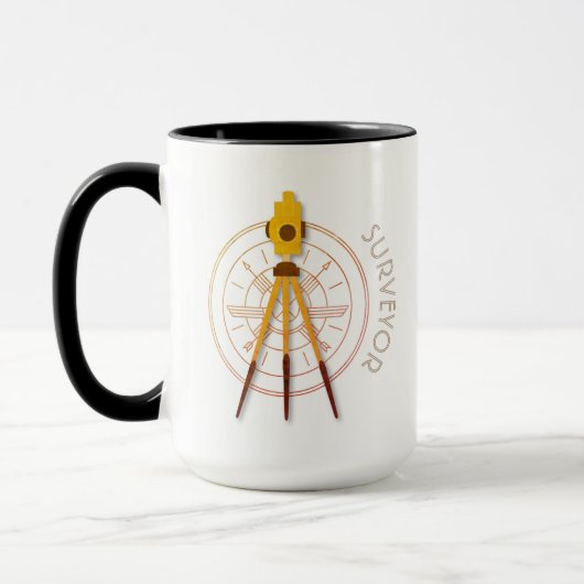 Mug Boussole faite sur commande d'arpenteur de terre (Gauche)