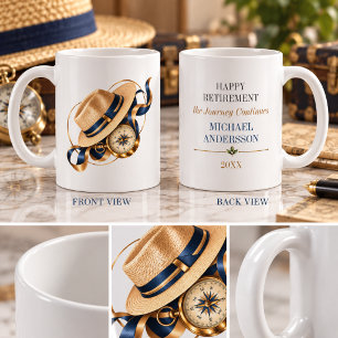 Mug Boussole Vintage Bon Retraite Navy Or
