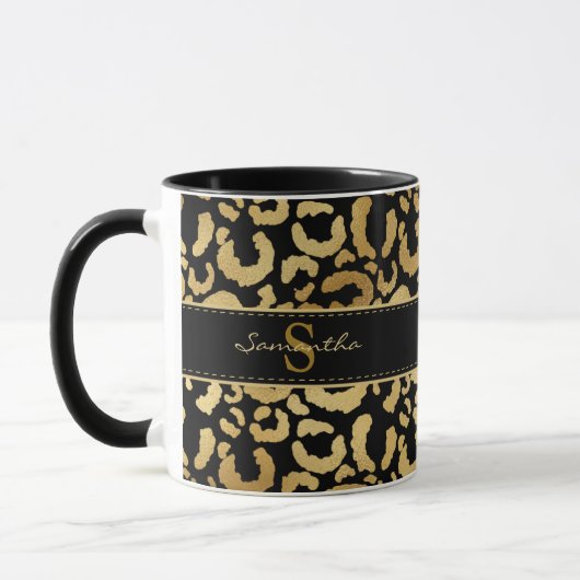 Mug Bouteille à café empreinte de léopard or (Gauche)