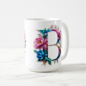 Mug Bouteille à café lettre B fleurie (Devant droit)
