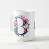 Mug Bouteille à café lettre B fleurie (Devant gauche)