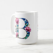 Mug Bouteille à café lettre B fleurie (Devant gauche)