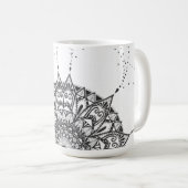 Mug Bouteille à café mandala noir et blanc (Devant droit)