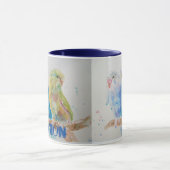 Mug Bouteille à trois sièges Aquarelle bleu (Centre)