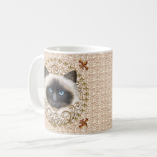 Mug Bouteille Birman Cat Fleur De Lis (Devant gauche)