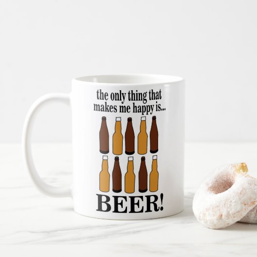Mug Bouteille de bière drôle de bière (Avec donut)