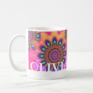 Mug Bouteille de café BOHO initiale personnalisée moti