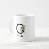 Mug Bouteille de café de retraite monogramme de fleur (Devant gauche)