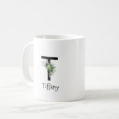 Mug Bouteille de café de retraite monogramme de fleur (Devant gauche)