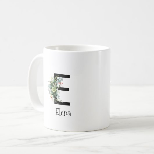 Mug Bouteille de café de retraite monogramme de fleur  (Devant gauche)