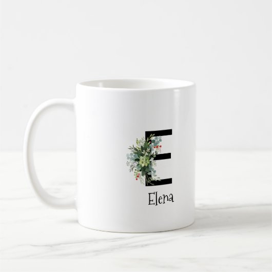 Mug Bouteille de café de retraite monogramme de fleur  (Gauche)