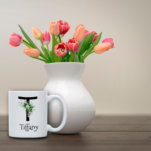 Mug Bouteille de café de retraite monogramme de fleur