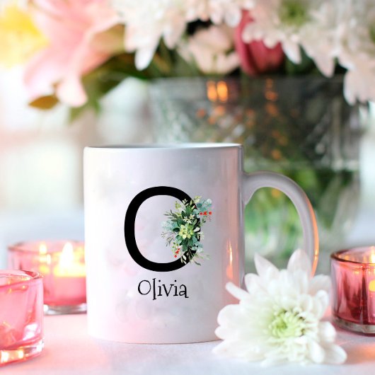 Mug Bouteille de café de retraite monogramme de fleur