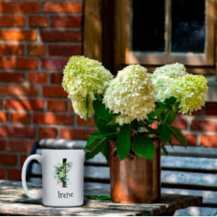 Mug Bouteille de café de retraite monogramme de fleur