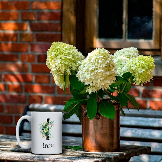 Mug Bouteille de café de retraite monogramme de fleur