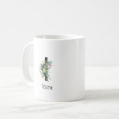 Mug Bouteille de café de retraite monogramme de fleur (Devant gauche)