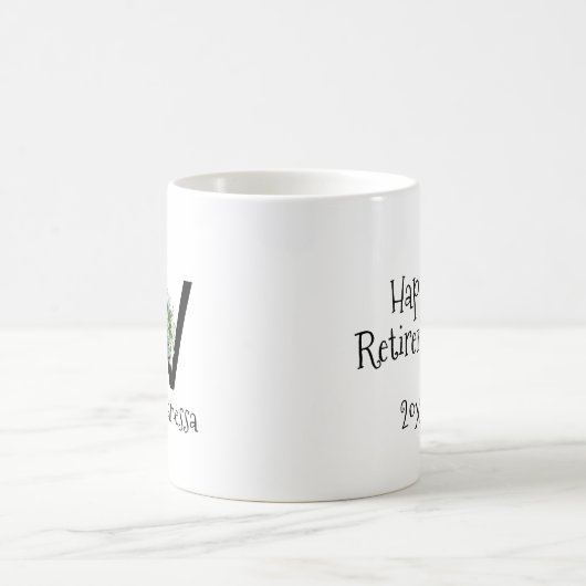 Mug Bouteille de café de retraite monogramme de fleur  (Centre)