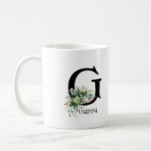 Mug Bouteille de café monogramme de la fleur de jardin (Gauche)
