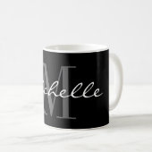 Mug Bouteille de café monogramme glamour noir et blanc (Devant droit)