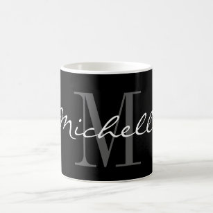 Mug Bouteille de café monogramme glamour noir et blanc