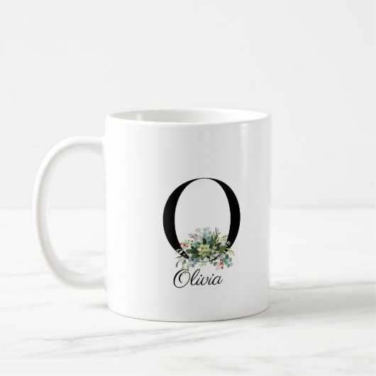 Mug Bouteille de café monogramme initiale fleur sauvag (Gauche)