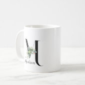 Mug Bouteille de café monogramme initiale fleur sauvag (Devant gauche)