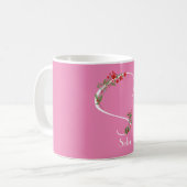 Mug Bouteille de café rose monogramme fleur sauvage (Devant gauche)