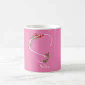 Mug Bouteille de café rose monogramme fleur sauvage (Centre)