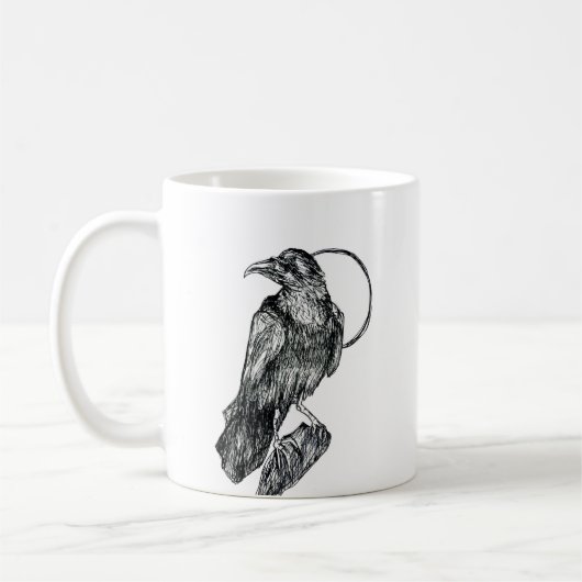 Mug Bouteille de Dessin de corbeau (Gauche)