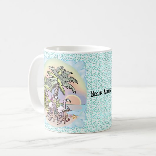 Mug Bouteille de Flamant rose Sunset Beach (Devant gauche)