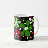 Mug Bouteille de fleurs funky vert et rouge (Devant droit)