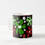 Mug Bouteille de fleurs funky vert et rouge (Devant gauche)
