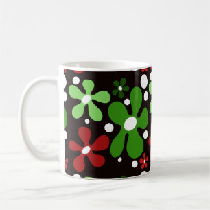 Mug Bouteille de fleurs funky vert et rouge