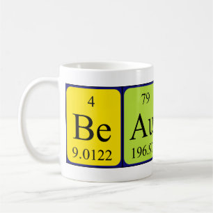 Mug Bouteille de nom de table périodique Beaulah