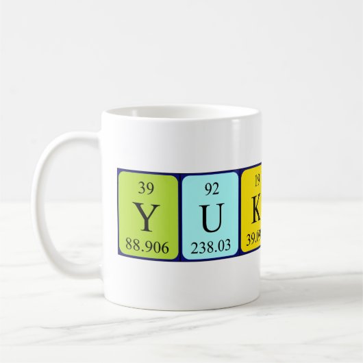 Mug Bouteille de nom de table périodique Yukiko (Gauche)