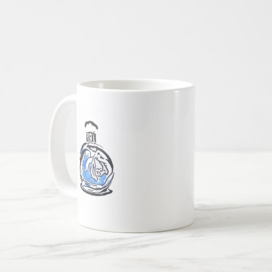 Mug Bouteille de parfum d'illustration de mode bleue (Devant gauche)